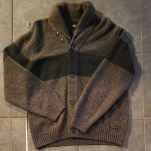Dockers Men's Brown and Black Cardigan Sweater